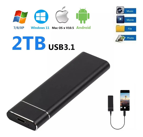 Disco Portátil Duro Externo Alta Velocidad Ssd 2tb(2000gb)