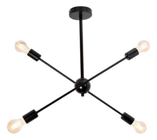 Lámpara Colgante Araña Lumimexico 22736-2 Negro 60w E27 4 Luces
