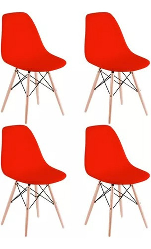 Cadeira De Jantar E Sala De Estar Eames 4 Unidades Estrutura Da Cadeira Vermelho Assento Vermelho
