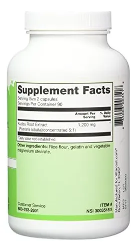 Extracto De Raíz De Vitacost Kudzu 1200 Mg Por Porción 180