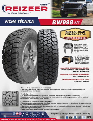 Llanta Reizeer Bw998 245/75 R17lt-10pr 121/118q