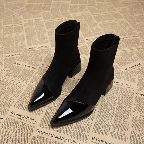 Botines Delgados Para Mujer Con Punta Puntiaguda Para Invier