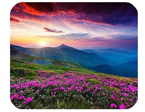 Naturaleza Flores Purpuras Meadow Mountain Scenic Mousepad