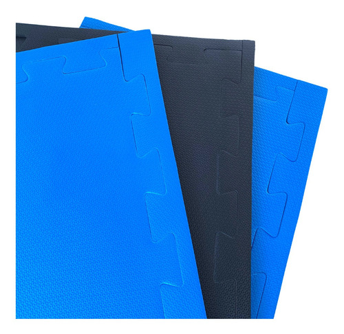 Kit 15 Tatamis De (100x100x20mm) Exercicio Artes Marciais Cor Preto/azul