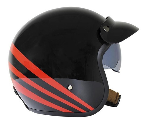 Imagen 2 de 6 de Casco Moto Abierto 3/4 Roda Vintage Cafe Racer Certificado