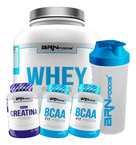 Whey 2kg + Creatina + 2x Bcaa 100g + Coqueteleira