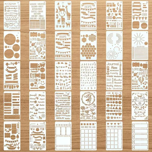 16Pcs Journal Stencils Set - Time Saving Bullet Journaling  Supplies/Accessories Kit -Ultimate Productivity Planner Stencil for Bullet  Journal Stencils