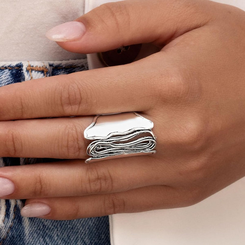 Anillo De Escudo De Declaracion De Plata De Ley Banda Ancha