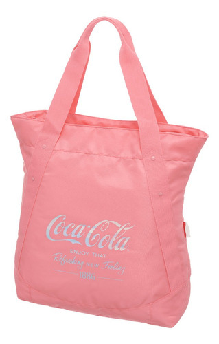 Bolsa Tote Coca-cola Atlanta Rosa Cor Terracota Desenho do tecido Lisa