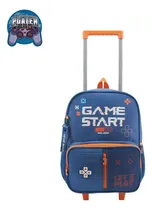 Comprar Mochila Carro Lsyd Gamer Start Niño 16'' Escolar Joysticks Color Azul - Naranja Diseño De La Tela 94.1530.2