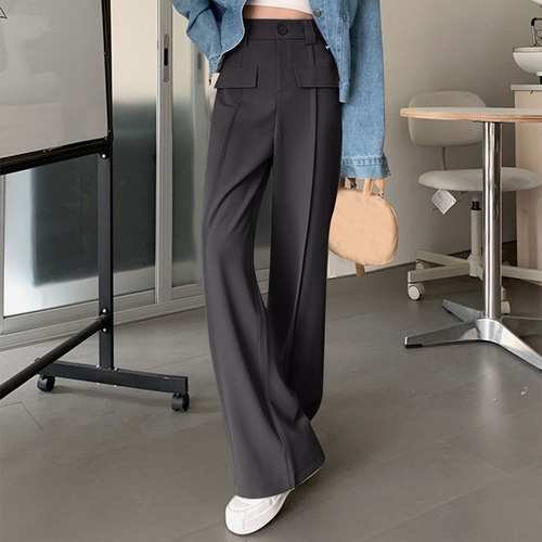 Pantalones Transpirables Con Botones A La Moda Para Mujer, C