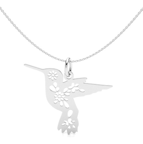 Imagen 1 de 10 de Collar De Colibrí De Plata 925 Con Flores Agálea Mujer 45 Cm