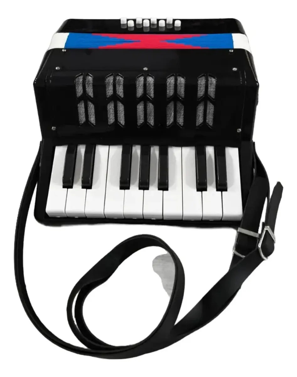 Sanfona Acordeon Gaita Semi Profissional 17 Teclas 8 Baixos Cor Preto
