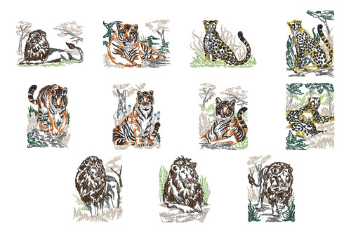 11 Matrices P/ Maquinas De Bordar Felinos /tigre/leon