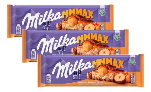 Kit 3 Barras Chocolate Milka Toffee Ganznuss 300g - Áustria