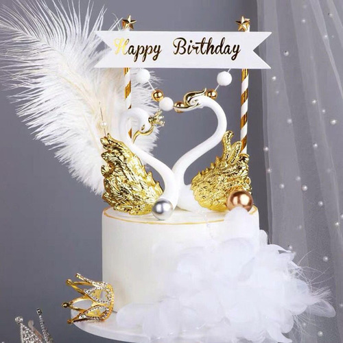 2 X 2x Topper De Pastel De Cisne De Corona Romántica Para