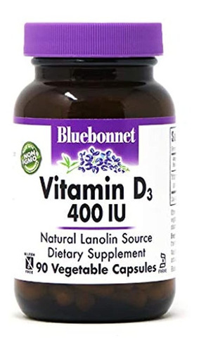 Bluebonnet Nutrition Vitamina D3 400 Ui Cápsula Vegetal, Ayu