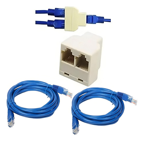 Kit duplicador de adaptadores de cables de red RJ45 C/2, cables de 5 M