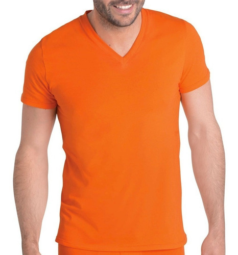 Camisetas Cuello En V En Colores - Algodón 180 Gramos Unisex