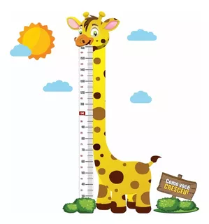 Régua Crescimento Adesivo Girafinha Mede Altura Crianças