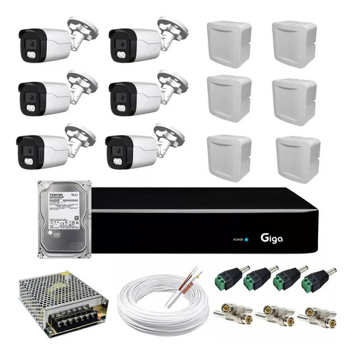 Dvr Giga 8 Canais 1080p Gs0481 6 Câmeras Bullet Full Color 110v-220v