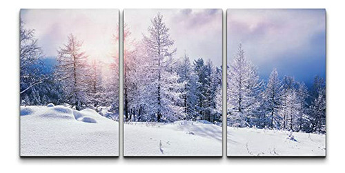 Wall*****piece Canvas Wall Art - Snow Covered Trees In The M