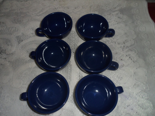 Lote De 6 Tazas Té Azules !!! Sin Plato !!! Leer Descripcion