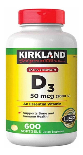 Kirkland Vitamina D3 50 Mcg (2000 Iu) 600 Perlas