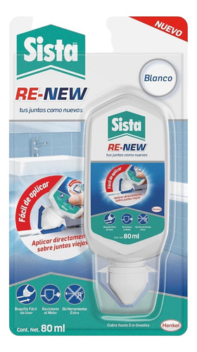 Silicon Renovador Juntas De Bañera Blanco Sista Renew 80ml