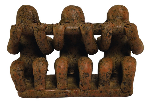 Hombres Prehispánicos Tocan Flauta Escultura Barro