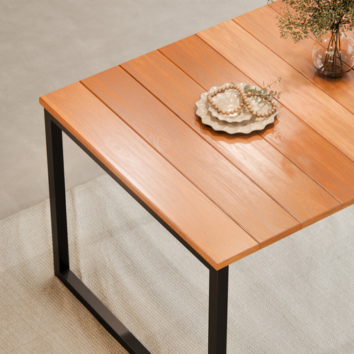 Mesa Áustria Sala De Jantar Estilo Industrial Com Tampo Em Madeira Retangular 120x85 Para Restaurante E Cozinha Cor Nature