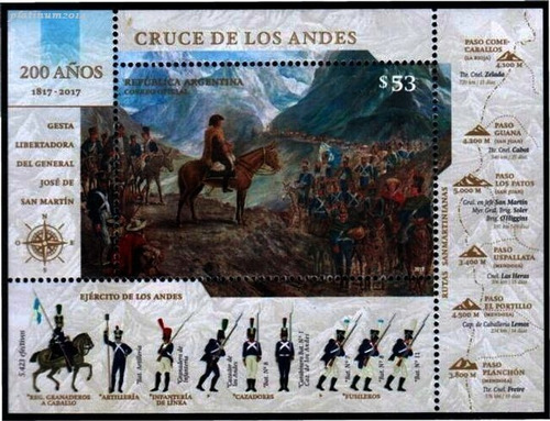 Argentina 2017 - 200 Años Cruce De Los Andes - Block Mint