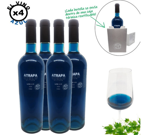 Vino Azul Atrapa Cielo Con Jarra Termica - 4 Botellas