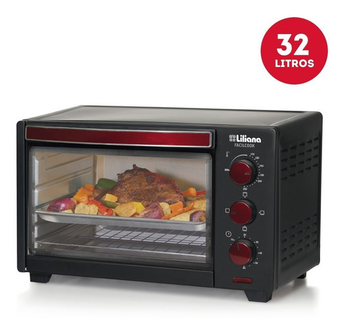 Horno de mesa eléctrico Liliana Fácilcook AO932 32L negro 220V-240V