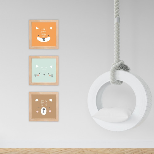 Imagen 7 de 10 de Cuadros Decorativos Infantiles Animalitos Nordicos Frases
