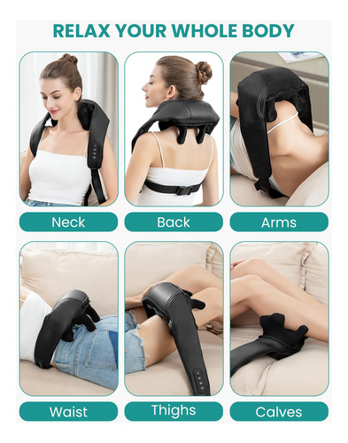 Masajeador De Cuello Nekteck 6d Shiatsu Con Calor Para Dolor