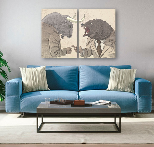 Quadros Decoração Investidor Trader Touro E Urso Mdf 6mm