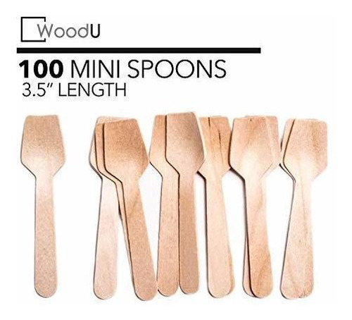 Woodu Cucharas De Madera Miniatura 3,5 Desechable Plaza Fina