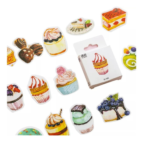 Calcomanías Stickers Postres Pasteles Scrapbook Kawaii 40pz Color Varios