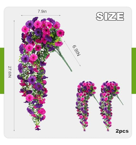 Flores Artificiales Colgantes Para Exteriores, 2 Piezas De F