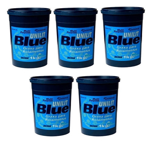 Graxa Azul P/ Rolamentos Ingrax Unilit Blue 1kg - Kit C/ 5