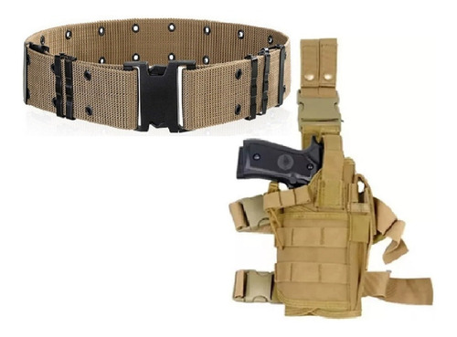 Cinturon Tactico Militar Na + Funda Pistola Airsoft Replica