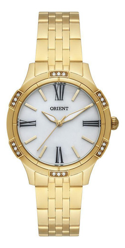 Relógio Orient Feminino Dourado Madrepérola Branco Fgss0174