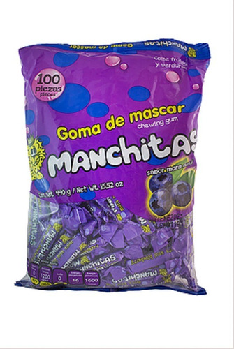 Chicle Manchitas 100 Piezas Tipo Chicle Motit Sabor Mora azul