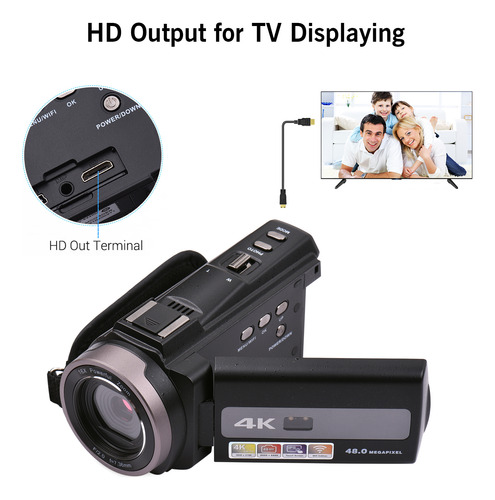 Video Camera Rechargeable Batteries External Touch Digital