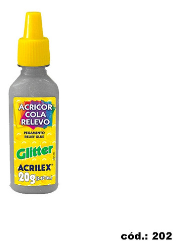Cola Relevo Glitter 20g Prata Acricor Acrilex