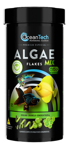 Ração Ocean Tech Algae Flakes Mix 50g Spirulina E Chlorella