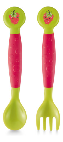 Set Cuchara Y Tenedor Multikids Bb1141 Frutilla Flexible Ub