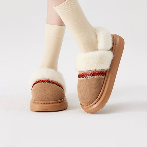 Ethnic Style Cotton Slippers With Thick Soles And Non-slip