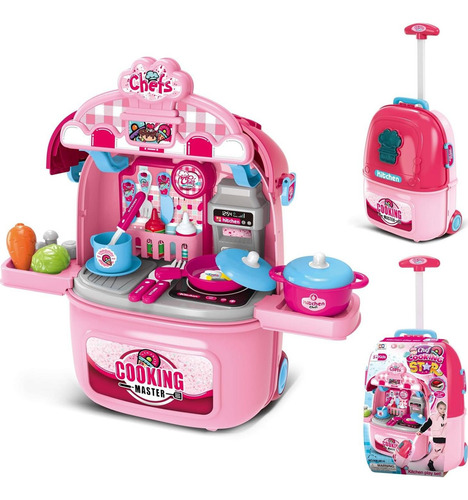 Conjunto De Cocina De Juguete Awsoo Maleta Rodante 1-5 Años